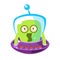 Scared green alien, cute cartoon monster. Colorful vector character