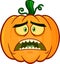 Scared Halloween Pumpkin Cartoon Emoji Face Character With Sad Expression