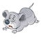 Scared mouse character running away from someone, cartoon illustration, isolated object on white background, vector