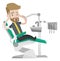 Scared patient in dental chair vector illustration