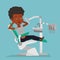 Scared patient in dental chair vector illustration