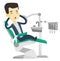 Scared patient in dental chair vector illustration