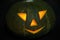Scared pumpkin lantern of Jack in the night