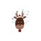 Scared Reindeer Head in Santa Claus Hat Vector Illustration