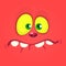 Scared silly cartoon monster face. Vector Halloween red monster .