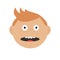 Scared surprised fightend afraid guy head. Baby boy emotion collection. Cute cartoon character with red hair and freckles.Socked