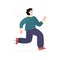 Scared terrified man running away, flat vector illustration isolated on white.