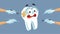 Scared Tooth Mascot Character Afraid of the Dentist Vector Cartoon