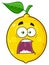 Scared Yellow Lemon Fruit Cartoon Emoji Face Character With Expressions A Panic.