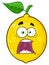 Scared Yellow Lemon Fruit Cartoon Emoji Face Character With Expressions A Panic