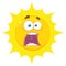 Scared Yellow Sun Cartoon Emoji Face Character With Expressions A Panic.