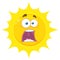 Scared Yellow Sun Cartoon Emoji Face Character With Expressions A Panic