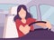 Scared Young Woman Driving a Car, View from the Inside, Female Driver Character Holding Hands on a Steering Wheel Vector