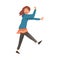 Scared Young Woman Running with Fear Expression, Emotional Frightened Girl Character Vector Illustration