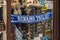 Scarf for fans of Dinamo Tbilisi football club hanging in the window of a souvenir shop on Kote Afkhazi St in the old part of the