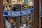 Scarf for fans of Dinamo Tbilisi football club hanging in the window of a souvenir shop on Kote Afkhazi St in the old part of the