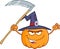 Scaring Halloween Pumpkin With A Witch Hat And Scythe