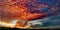 Scarlet clouds above Bukit Batok nature park at sunrise