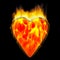 Scarlet fiery heart on a black background. 3D rendering