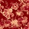 Scarlet Hibiscus Foliage. Pink Flower Leaf. Red Seamless Garden. White Watercolor Design. Pattern Foliage. Tropical Texture. Exoti