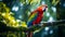 Scarlet macaw in the forest, Generative Ai