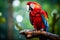 Scarlet macaw in the forest, Generative Ai