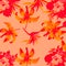 Scarlet Pattern Leaf. Pink Tropical Exotic. Ruby Floral Exotic. Red Drawing Palm. Coral Fashion Botanical. Spring Textile.