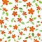 Scarlet pimpernel flat illustration seamless repeat pattern