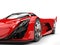 Scarlet red awesome race super car - headlight beauty shot