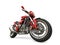 Scarlet red modern sports motorcycle - epic closeup