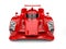 Scarlet red racing super car - front top down view