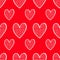 Scarlet seamless pattern of decorative hand-drawn hearts