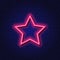 Scarlet Star. Neon. Glowing Vector Outline.
