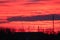 Scarlet sunset with evening clouds