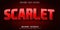 Scarlet text, red color editable text effect