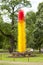 Scarlet and Yellow Icicle Tower by Dale Chihuly.