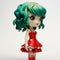Scarlett: 3d Printed Doll With Expressive Manga Style And Green Hair