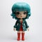 Scarlett: A Hyper-realistic Vinyl Toy With Turquoise Hair And Red Boots