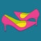 Scarpin high heels. Pop art shoe image.