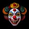 scarry clown face isolated on black background