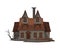 Scary Abandoned House, Halloween Haunted Cottage with Boarded Up Windows Vector Illustration on White Background