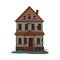 Scary Abandoned House, Halloween Haunted Two Storey Building with Broken Windows Vector Illustration on White Background