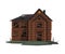 Scary Abandoned Wooden House with Boarded Up Windows, Halloween Haunted Ancient Mansion Vector Illustration on White