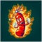 Scary angry flaming fire extinguisher mascot cartoon illustrations