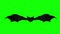 Scary bat hovering slowly against green background. Halloween background, seamless loop