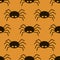 Scary big black spider seamless pattern, poisonous isect