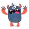 Scary cartoon black monster screaming. Yelling angry monster expression. Big collection of cute monsters for Halloween