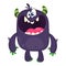 . Scary cartoon black monster screaming. Yelling angry monster expression. Vector illustration.