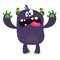 Scary cartoon black monster screaming. Yelling angry monster expression. Vector illustration.