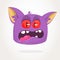 Scary cartoon monster. Angry violet monster emotion. Halloween vector illustration. Big set of carton monsters clipart.